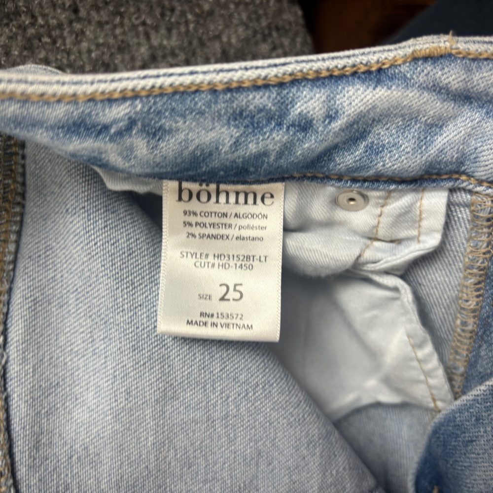 Böhme Women’s Light Wash Denim Bootcut Jeans Split Hem Raw hem size: 25 - Picture 12 of 12